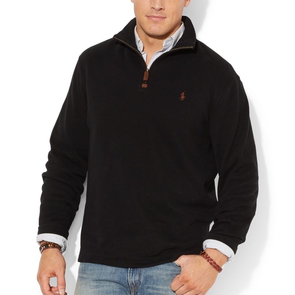 ralph lauren half zip sueded rib cotton jumper
